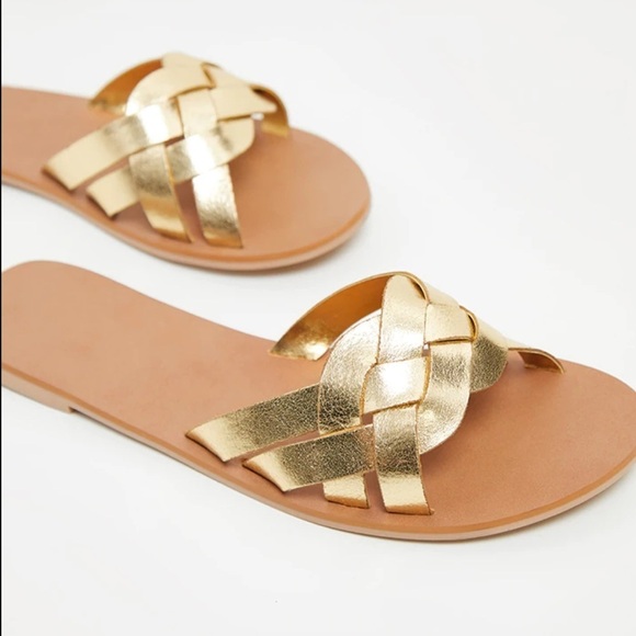 PrettyLittleThing Shoes - PRETTYLITTLETHING GOLD PLATTED MULE SANDAL